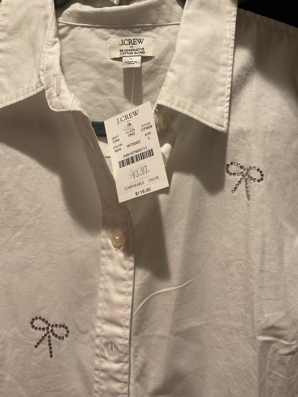 J. Crew Jeweled-bow button-up shirt - Picture 5 of 6